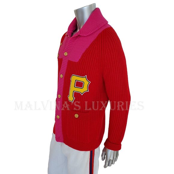 GUCCI MENS SWEATER X MLB PIRATES WOOL CARDIGAN w LOGO DETAILS - Picture 5 of 16